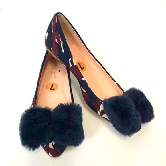 Kate Spade Fox printed flats w/ Fur box, size 7 - Picture 2 of 3